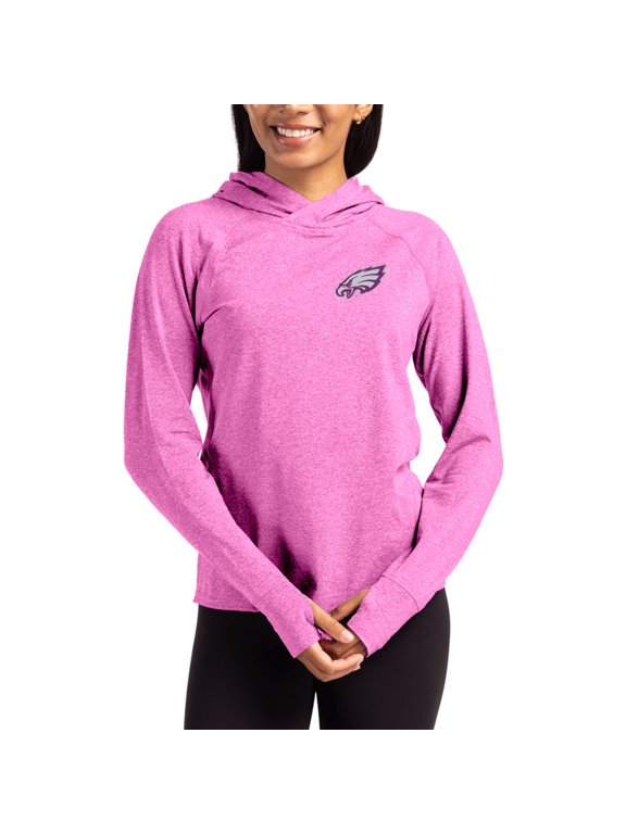 Women's Cutter & Buck Pink Philadelphia Eagles Tonal Logo Adapt Knit Recycled Raglan Pullover Hoodie