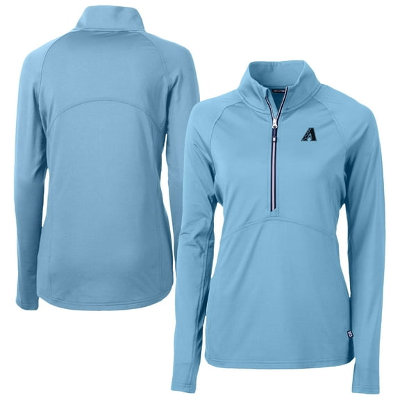 Women's Cutter & Buck Powder Blue Arizona Diamondbacks Raglan Adapt Eco Knit Stretch Recycled Half-Zip Top