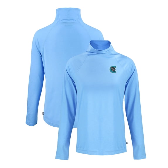 Women's Cutter & Buck Powder Blue Charlotte Knights Coastline Epic Comfort Eco Recycled Funnel Neck Raglan Pullover Top