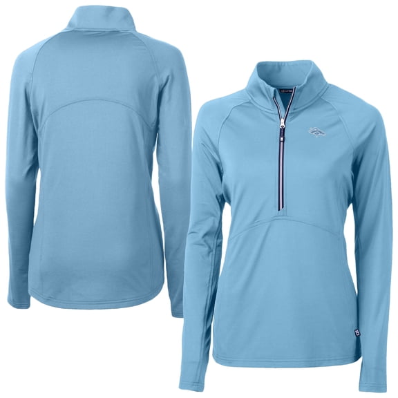 Women's Cutter & Buck Powder Blue Denver Broncos Adapt Eco Knit Stretch Recycled Half-Zip Top
