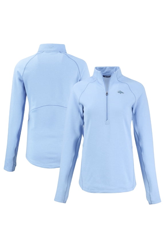 Women's Cutter & Buck Powder Blue Denver Broncos Peshastin Eco Fleece Recycled Half-Zip Top