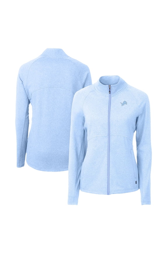 Women's Cutter & Buck Powder Blue Detroit Lions Adapt Eco Knit Heather Recycled Full-Zip Jacket