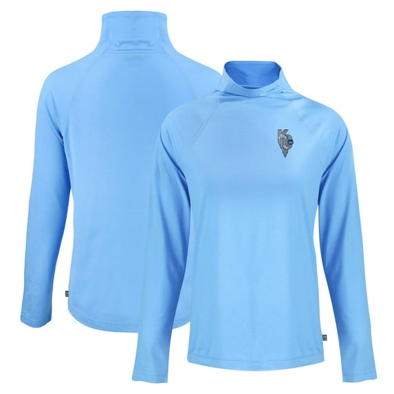 Women's Cutter & Buck Powder Blue Kansas City Royals City Connect Coastline Epic Comfort Eco Recycled Funnel Neck Raglan