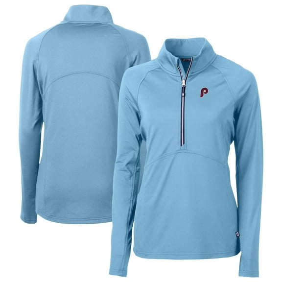 Women's Cutter & Buck Powder Blue Philadelphia Phillies Cooperstown Collection DryTec Adapt Eco Knit Stretch Recycled