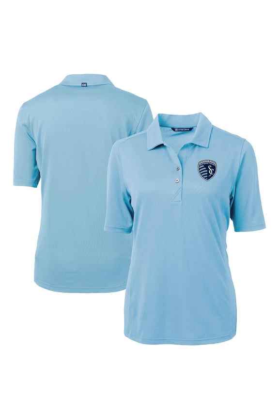 Women's-Cutter & Buck Powder Blue Sporting Kansas City Virtue Eco Pique Recycled Polo