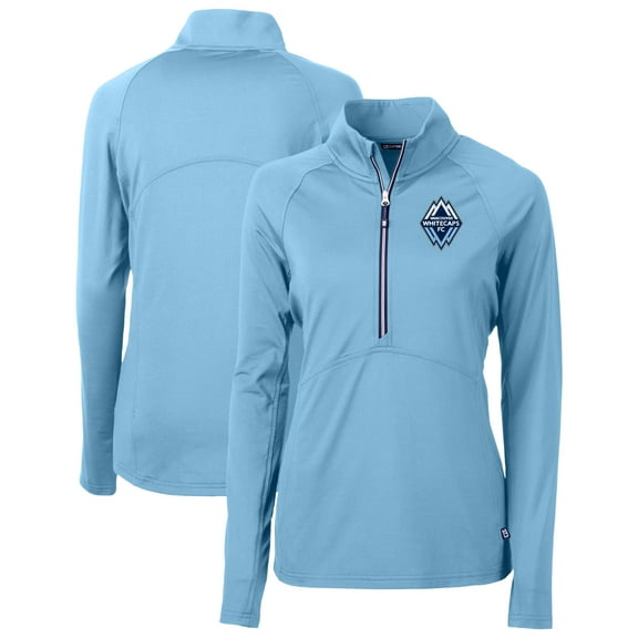 Women's Cutter & Buck Powder Blue Vancouver Whitecaps FC Adapt Eco Knit Stretch Recycled Half-Zip Top