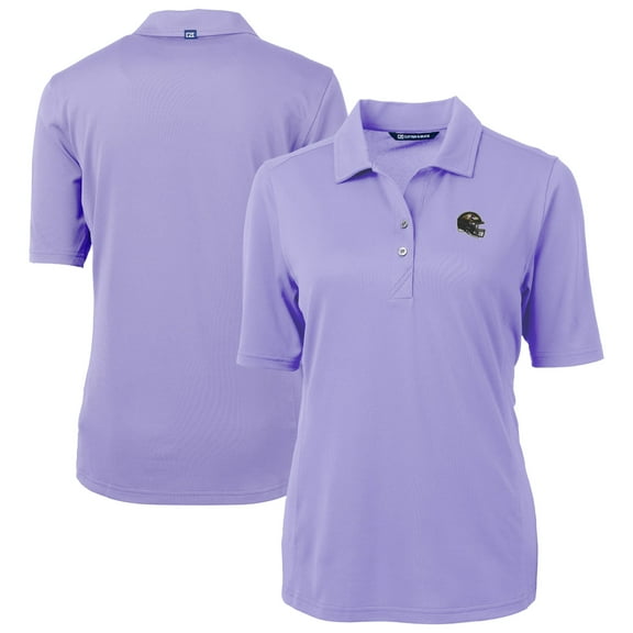 Women's Cutter & Buck Purple Baltimore Ravens Helmet Virtue Eco Pique Recycled DryTec Polo