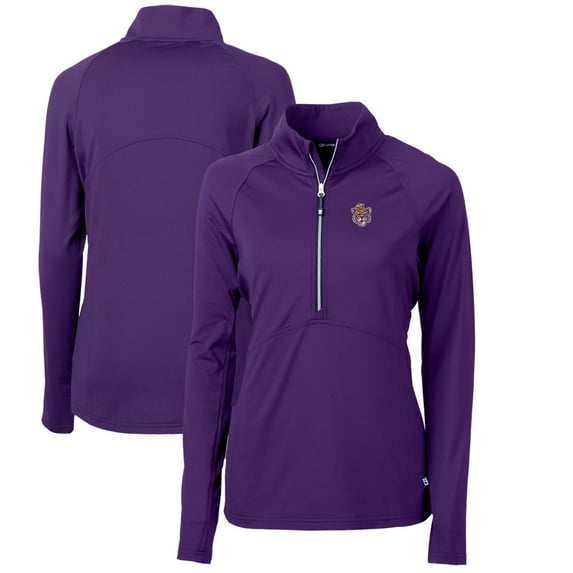 Women's Cutter & Buck Purple LSU Tigers Adapt Eco Knit Stretch Recycled Half-Zip Pullover Top