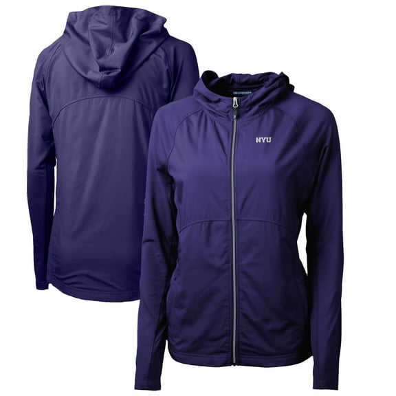 Women's Cutter & Buck Purple NYU Violets Adapt Eco Knit Full-Zip Hoodie