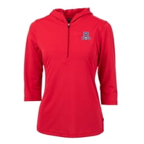 Women's Cutter & Buck Red Arizona Wildcats Virtue Eco Pique 3/4 Sleeve Half-Zip Pullover Hoodie
