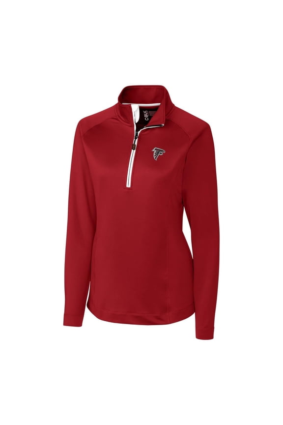 Women's Cutter & Buck Red Atlanta Falcons Jackson Half-Zip Overknit Pullover Jacket