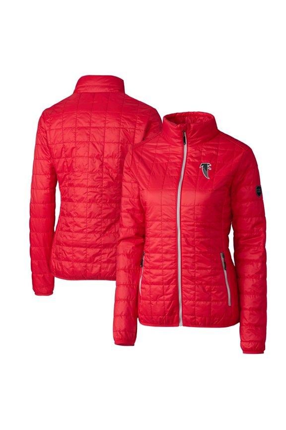 Women's Cutter & Buck Red Atlanta Falcons Throwback Logo Rainier PrimaLoft Eco Full-Zip Puffer Jacket