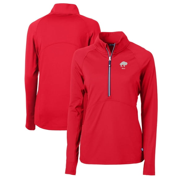 Women's Cutter & Buck Red Buffalo Bills Throwback Logo Adapt Eco Knit Stretch Recycled Half-Zip Pullover Top