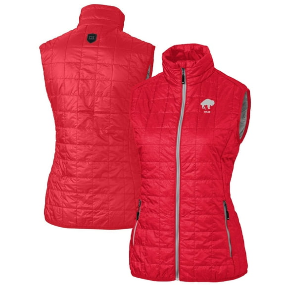 Women's Cutter & Buck Red Buffalo Bills Throwback Logo Rainier PrimaLoft Eco Full-Zip Puffer Vest