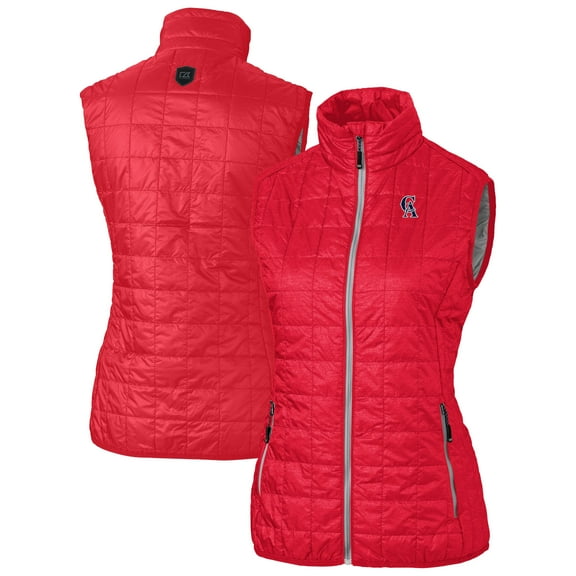 Women's Cutter & Buck Red California Angels Cooperstown Collection Rainier PrimaLoft Eco Insulated Full-Zip Puffer Vest