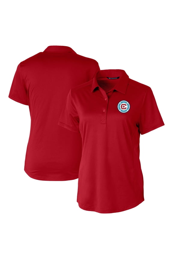 Women's-Cutter & Buck Red Chicago Fire Prospect Eco Textured Stretch Recycled Polo