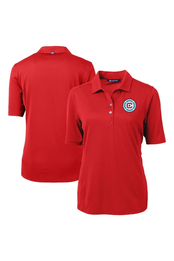 Women's-Cutter & Buck Red Chicago Fire Virtue Eco Pique Recycled Polo