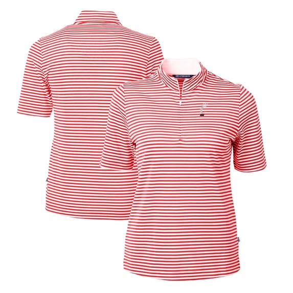 Women's Cutter & Buck Red Cincinnati Bearcats DryTec Virtue Eco Pique Stripe Recycled Polo