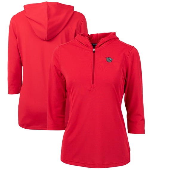 Women's Cutter & Buck Red Cincinnati Bearcats Vault Virtue Eco Pique Recycled Half-Zip Pullover Hoodie