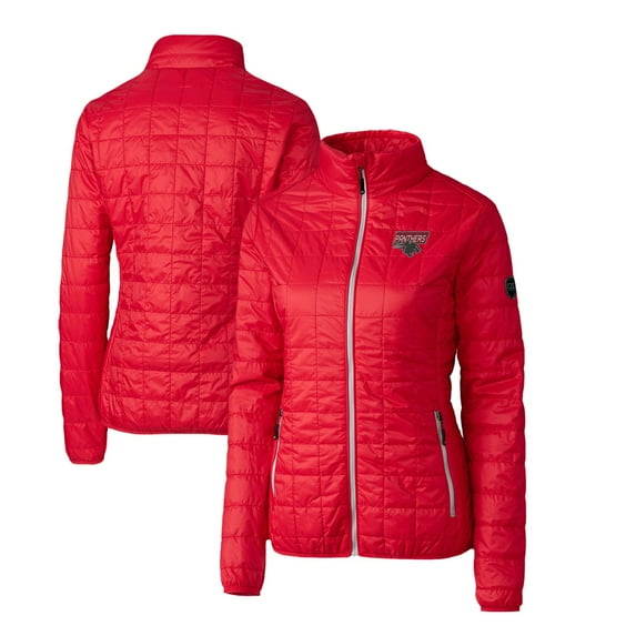 Women's Cutter & Buck Red Clark Atlanta University Panthers Rainier Eco Insulated Puffer Full-Zip Jacket