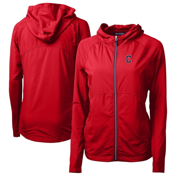 Women's Cutter & Buck Red Cleveland Guardians Adapt Eco Knit Hybrid Recycled Full-Zip Hoodie