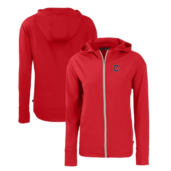 Women's Cutter & Buck Red Cleveland Guardians Daybreak Eco Recycled Full-Zip Hoodie