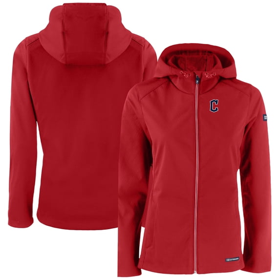 Women's Cutter & Buck Red Cleveland Guardians Evoke Eco Softshell Recycled Full-Zip Jacket