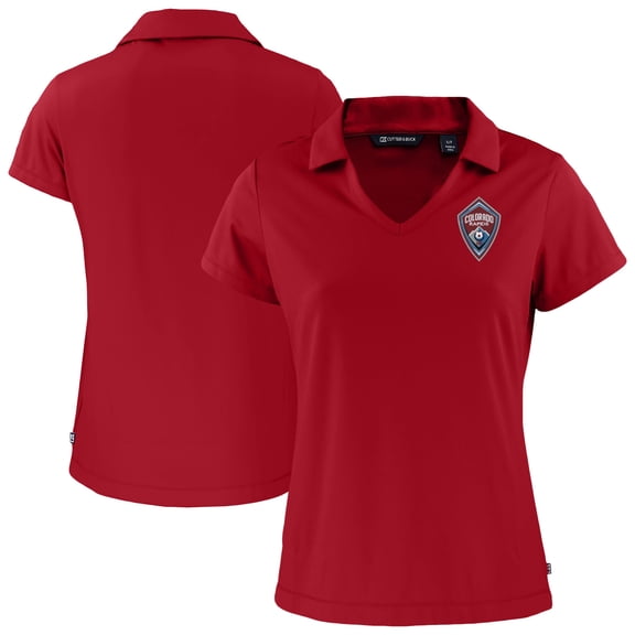 Women's-Cutter & Buck Red Colorado Rapids Daybreak Eco Recycled V-Neck Polo
