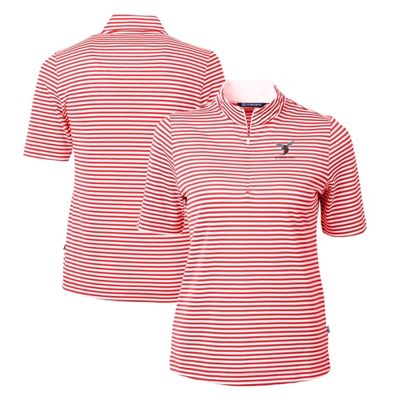 Women's Cutter & Buck Red Delaware State Hornets DryTec Virtue Eco Pique Stripe Recycled Polo