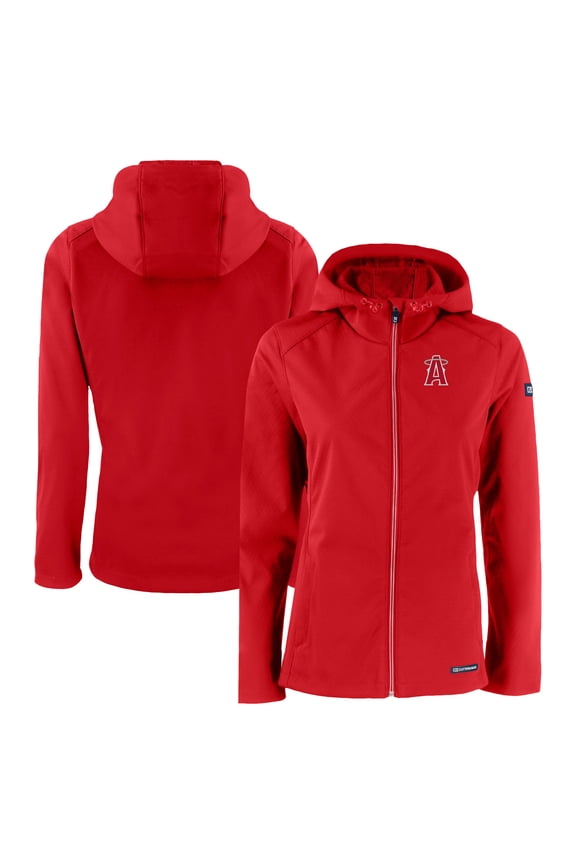 Women's Cutter & Buck Red Los Angeles Angels City Connect Evoke Eco Softshell Recycled Full-Zip Hoodie Jacket