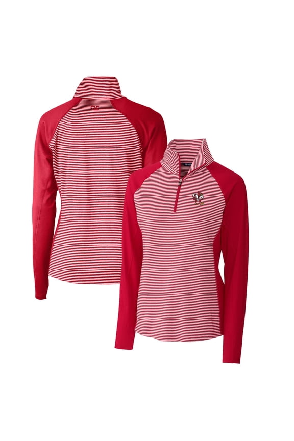 Women's Cutter & Buck Red Louisville Cardinals Forge Tonal Stripe Stretch Half-Zip Pullover Top