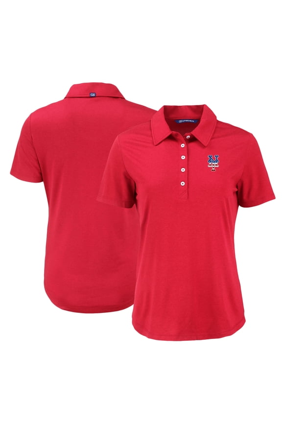 Women's Cutter & Buck Red New York Mets Stars And Stripes Coastline Epic Comfort Eco Recycled Polo