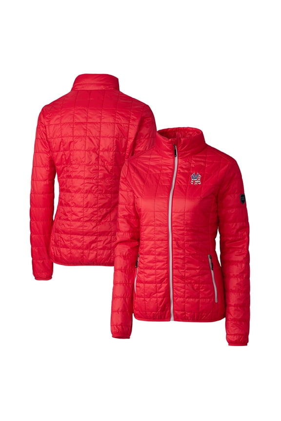 Women's Cutter & Buck Red New York Yankees Americana Logo Rainier PrimaLoft Eco Insulated Full-Zip Puffer Jacket