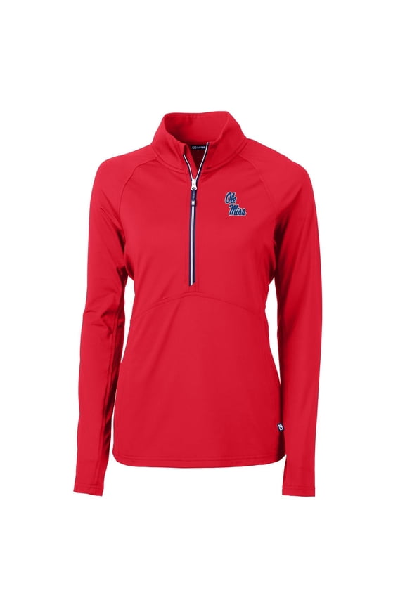 Women's Cutter & Buck Red Ole Miss Rebels Adapt Eco Knit Half-Zip Pullover Jacket