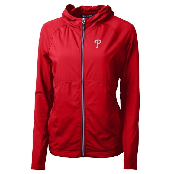 Women's Cutter & Buck Red Philadelphia Phillies Adapt Eco Knit Full-Zip Jacket