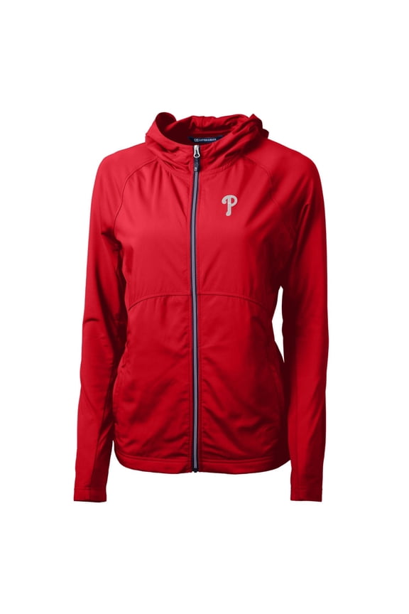 Women's Cutter & Buck Red Philadelphia Phillies Adapt Eco Knit Full-Zip Jacket