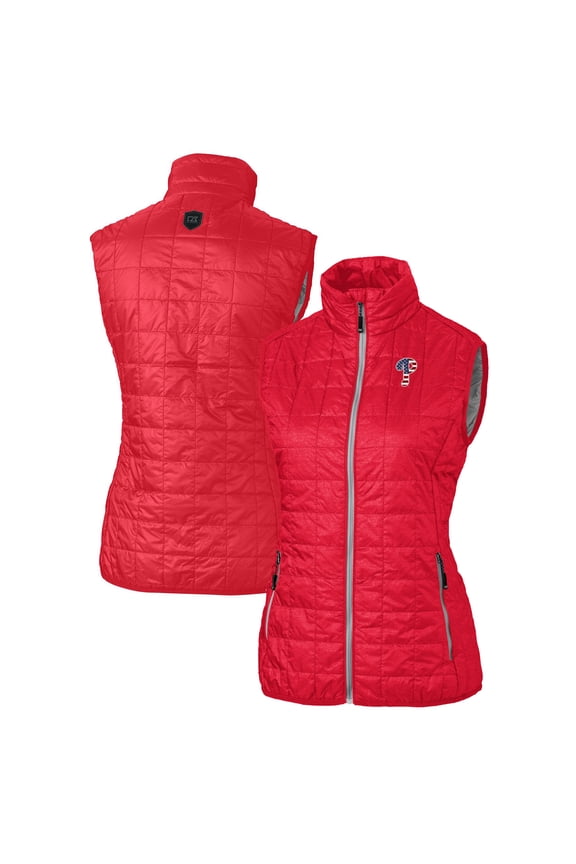 Women's Cutter & Buck Red Philadelphia Phillies Americana Logo Rainier PrimaLoft Womens Eco Insulated Full-Zip Puffer