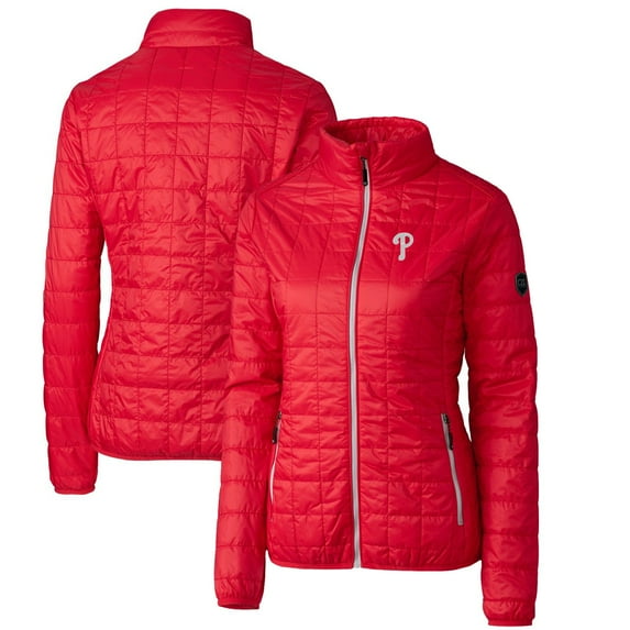 Women's Cutter & Buck Red Philadelphia Phillies Rainier PrimaLoft Eco Full-Zip Puffer Jacket