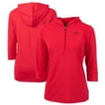 thumbnail image 1 of Women's Cutter & Buck Red SMU Mustangs Vault DryTec Virtue Eco Pique Recycled 3/4-Sleeve Half-Zip Pullover Hoodie, 1 of 3