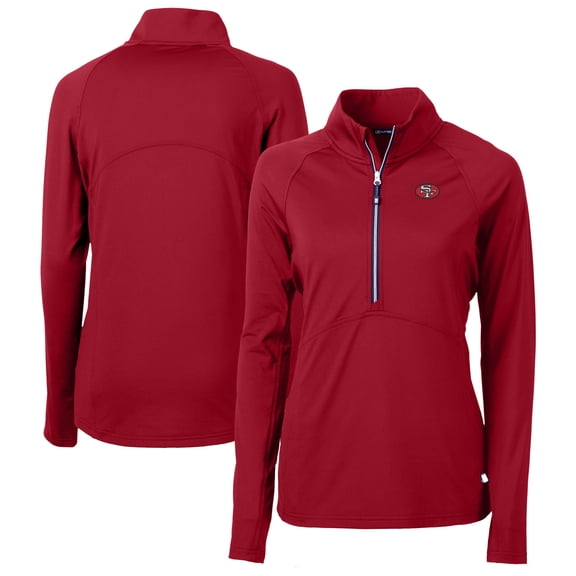 Women's Cutter & Buck Red San Francisco 49ers Adapt Eco Knit Stretch Recycled Raglan Half-Zip Top