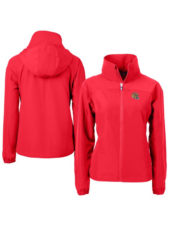 Women's Cutter & Buck Red San Francisco 49ers Helmet Charter Eco Recycled Full-Zip Jacket
