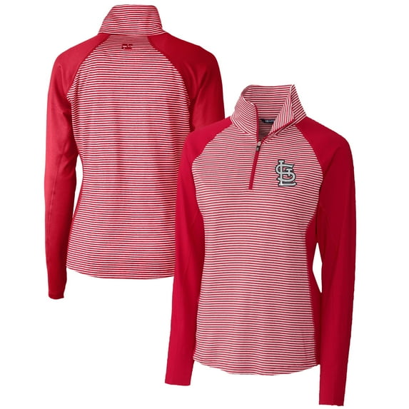 Women's Cutter & Buck Red St. Louis Cardinals DryTec Forge Tonal Stripe Half-Zip Top