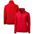 thumbnail image 1 of Women's Cutter & Buck Red Texas Rangers Americana Logo Cascade Eco Sherpa Fleece Half-Zip Pullover Jacket, 1 of 3