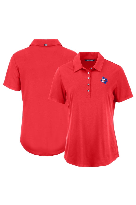 Women's Cutter & Buck Red Texas Rangers Cooperstown Collection Coastline Epic Comfort Eco Recycled Polo