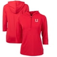 thumbnail image 1 of Women's Cutter & Buck Red Utah Utes Vault Virtue Eco Pique Recycled Half-Zip Pullover Hoodie, 1 of 3