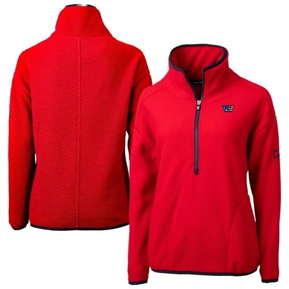Women's Cutter & Buck Red Washington Commanders Americana Cascade Eco Sherpa Fleece Half-Zip Jacket