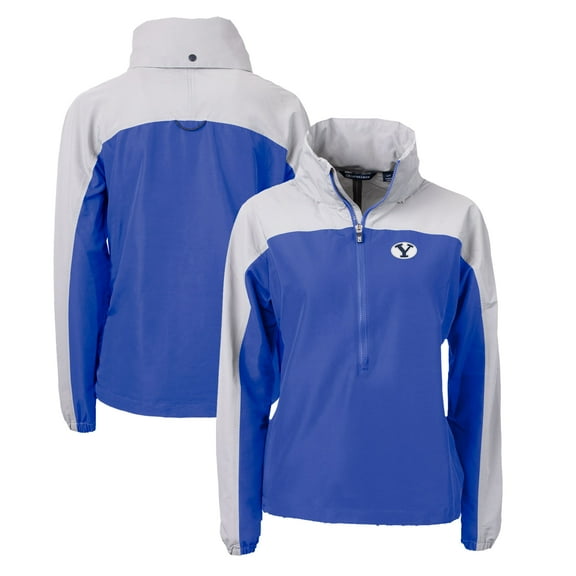 Women's Cutter & Buck Royal BYU Cougars Charter Eco Recycled Half-Zip Anorak Jacket