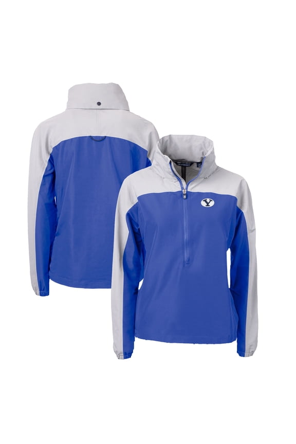 Women's Cutter & Buck Royal BYU Cougars Charter Eco Recycled Half-Zip Anorak Jacket