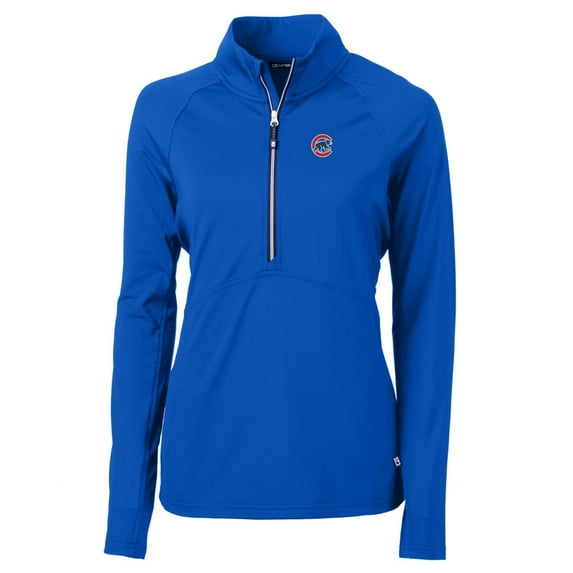 Women's Cutter & Buck Royal Chicago Cubs Adapt Eco Knit Stretch Half-Zip Pullover Top