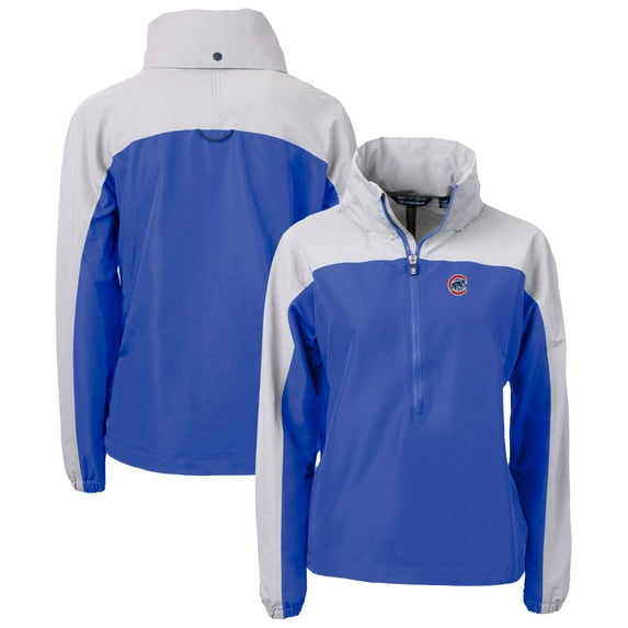 Women's Cutter & Buck Royal Chicago Cubs Charter Eco Recycled Half-Zip Anorak Jacket